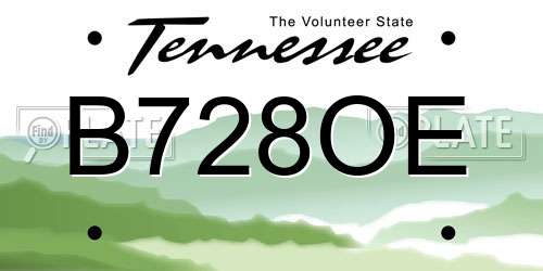 B728OE Tennessee License Plate