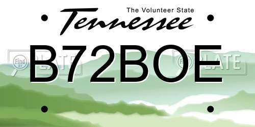 B72BOE Tennessee License Plate