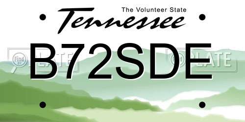 B72SDE Tennessee License Plate
