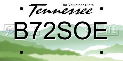 B72SOE Tennessee License Plate
