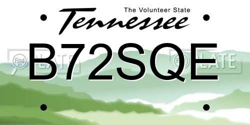 B72SQE Tennessee License Plate