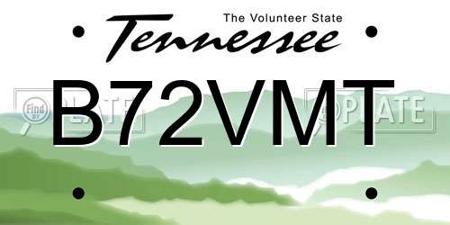 B72VMT Tennessee License Plate