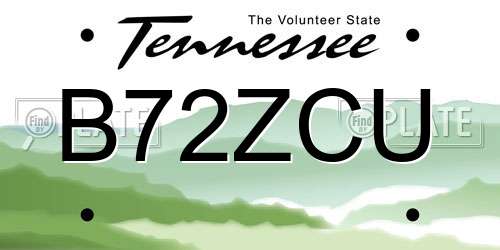 B72ZCU Tennessee License Plate