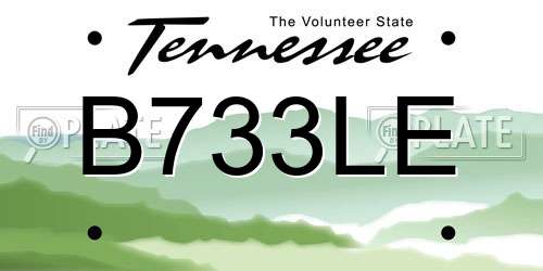 B733LE Tennessee License Plate