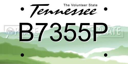 B7355P Tennessee License Plate