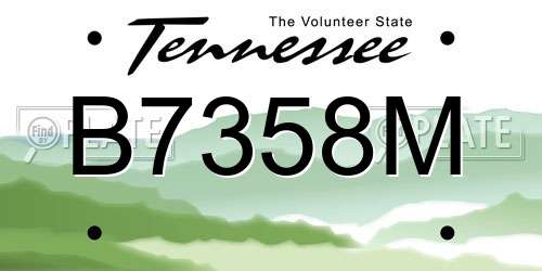 B7358M Tennessee License Plate