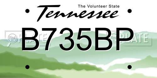 B735BP Tennessee License Plate