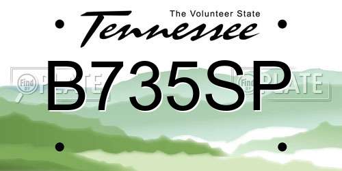 B735SP Tennessee License Plate
