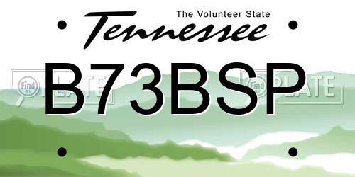 B73BSP Tennessee License Plate
