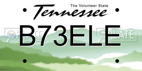 B73ELE Tennessee License Plate