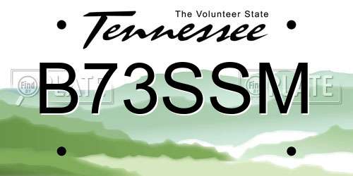 B73SSM Tennessee License Plate