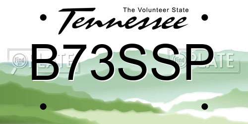 B73SSP Tennessee License Plate