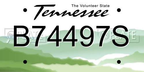 B74497S Tennessee License Plate