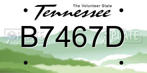 B7467D Tennessee License Plate