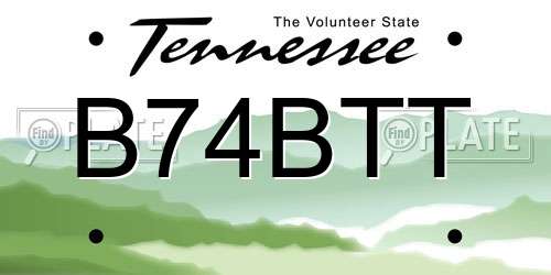 B74BTT Tennessee License Plate