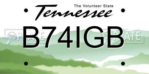 B74IGB Tennessee License Plate