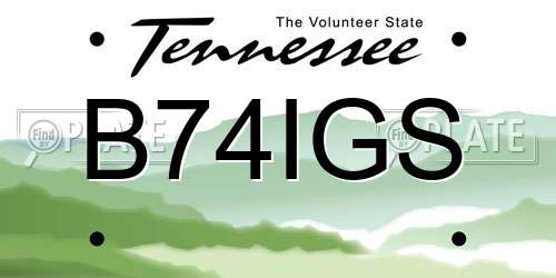 B74IGS Tennessee License Plate