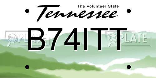 B74ITT Tennessee License Plate