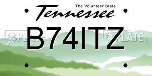 B74ITZ Tennessee License Plate