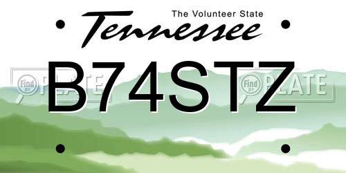 B74STZ Tennessee License Plate