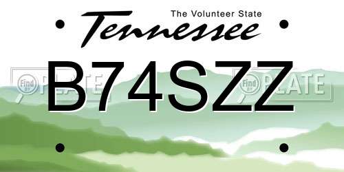 B74SZZ Tennessee License Plate
