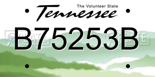 B75253B Tennessee License Plate