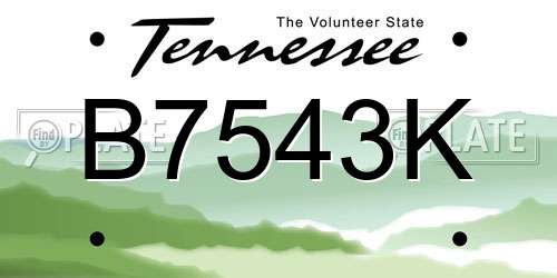 B7543K Tennessee License Plate