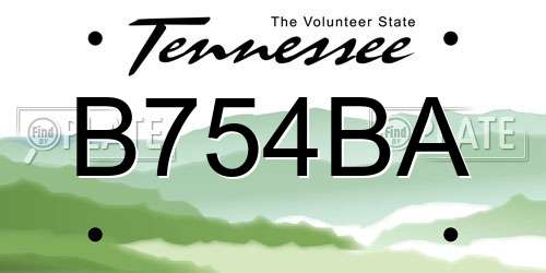 B754BA Tennessee License Plate
