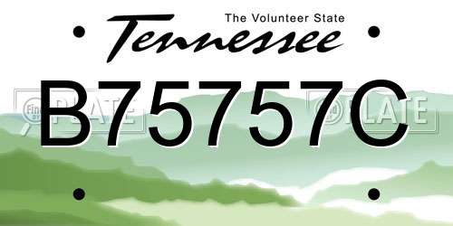 B75757C Tennessee License Plate