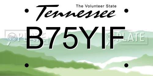 B75YIF Tennessee License Plate