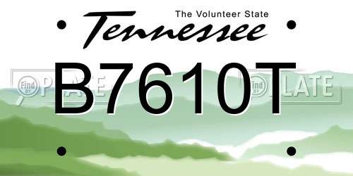 B7610T Tennessee License Plate