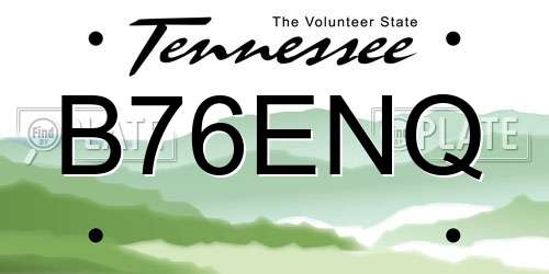 B76ENQ Tennessee License Plate