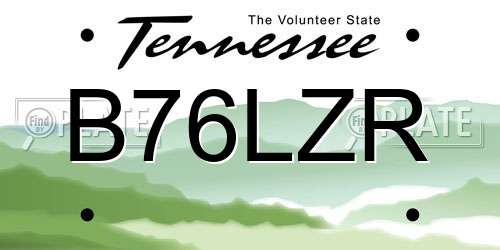 B76LZR Tennessee License Plate
