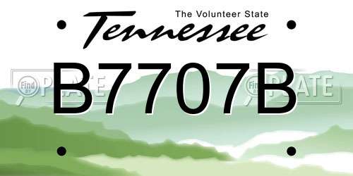B7707B Tennessee License Plate
