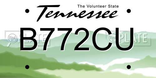 B772CU Tennessee License Plate