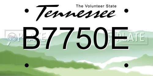 B7750E Tennessee License Plate