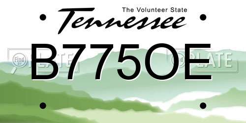 B775OE Tennessee License Plate