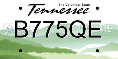 B775QE Tennessee License Plate