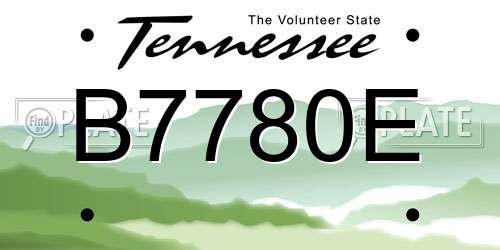 B7780E Tennessee License Plate