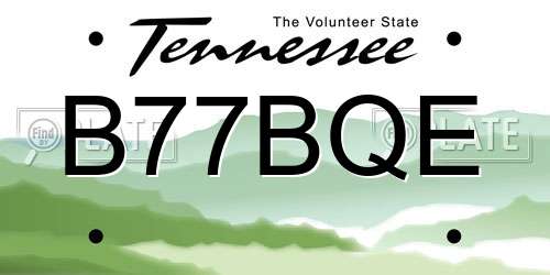 B77BQE Tennessee License Plate