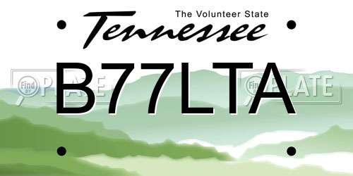 B77LTA Tennessee License Plate