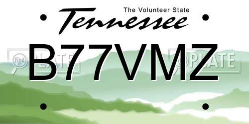B77VMZ Tennessee License Plate