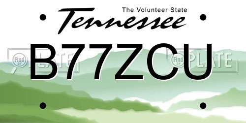 B77ZCU Tennessee License Plate