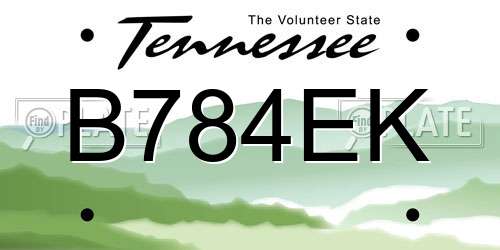 B784EK Tennessee License Plate