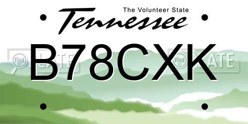 B78CXK Tennessee License Plate