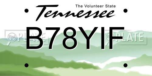 B78YIF Tennessee License Plate