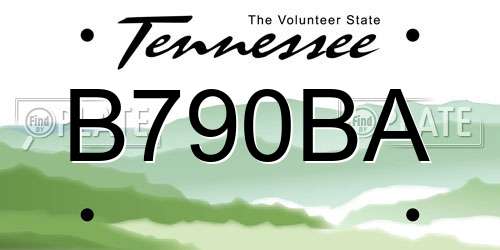 B790BA Tennessee License Plate