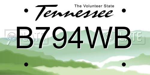 B794WB Tennessee License Plate