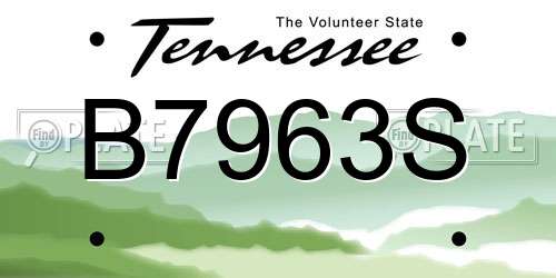 B7963S Tennessee License Plate