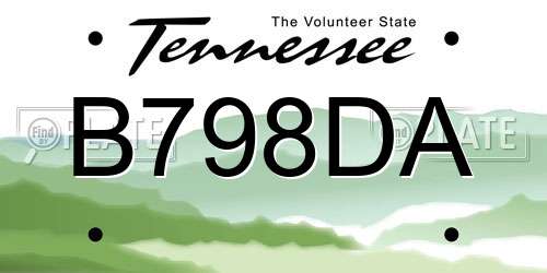 B798DA Tennessee License Plate